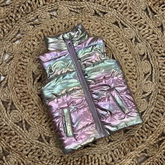 JOE FRESH Toddler Puffer Vest, metallic multi-colour 2T - Picture 3 of 5